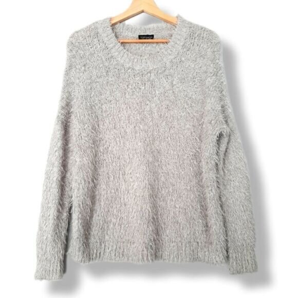 TOPSHOP Cozy Eyelash Fuzzy Crewneck Sweater w/ Sparkle Sz 4 - Picture 2 of 10